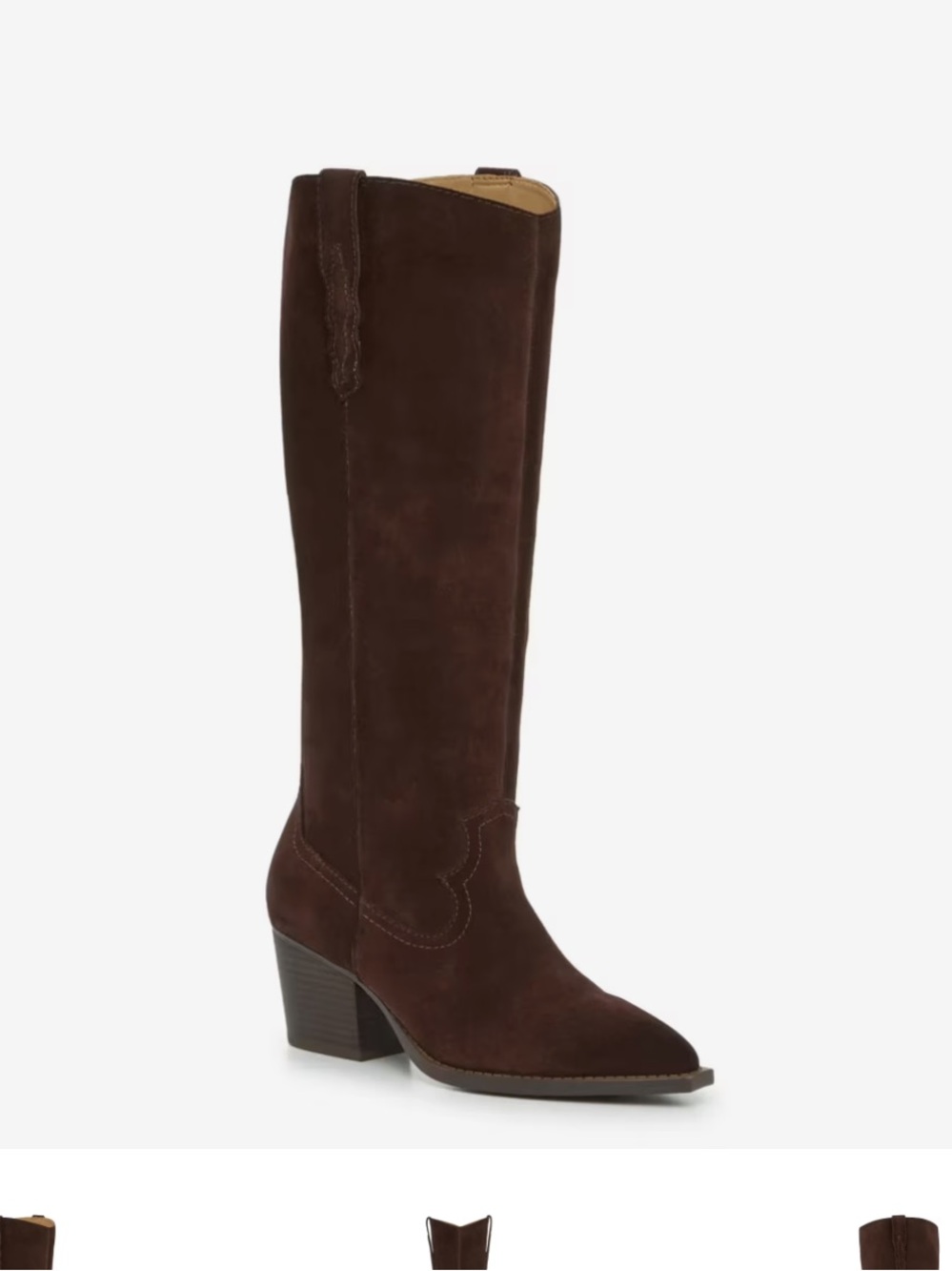 Crown Vintage Tall Suede Western Boot in Dark Brown
